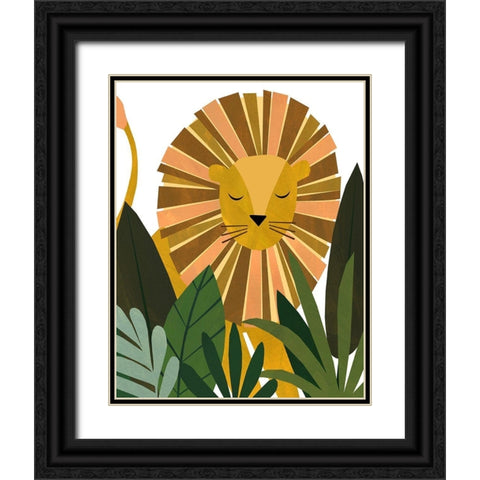 Liam The Lion Black Ornate Wood Framed Art Print with Double Matting by Kopcik, Emily