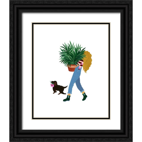 Plant Lady Black Ornate Wood Framed Art Print with Double Matting by Kopcik, Emily
