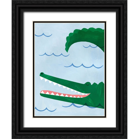 Alligator Black Ornate Wood Framed Art Print with Double Matting by Kopcik, Emily
