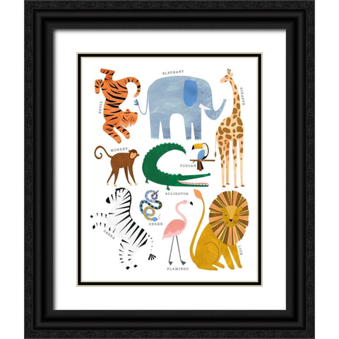 Animal Chart Black Ornate Wood Framed Art Print with Double Matting by Kopcik, Emily