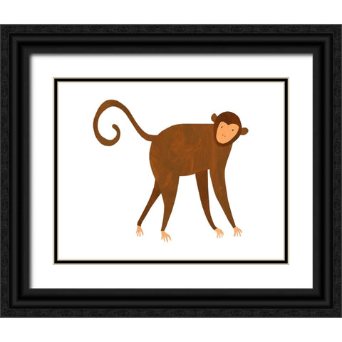 Monkey Black Ornate Wood Framed Art Print with Double Matting by Kopcik, Emily