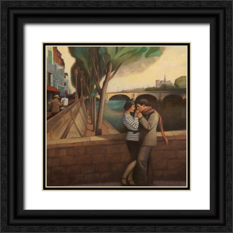 April in Paris Black Ornate Wood Framed Art Print with Double Matting by Kelley, Gary