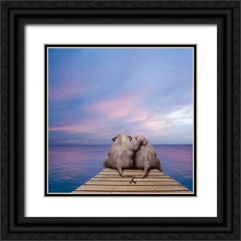 Pachyderm Pier Black Ornate Wood Framed Art Print with Double Matting by Lund Roeser