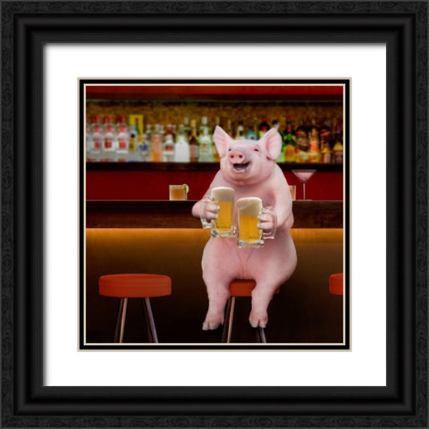 Beer Hog Black Ornate Wood Framed Art Print with Double Matting by Lund Roeser