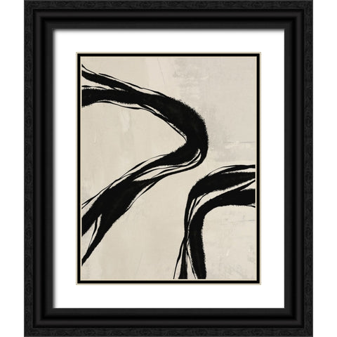 Waves Black Ornate Wood Framed Art Print with Double Matting by LivinLi