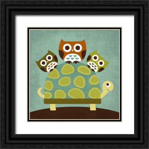 Three Owls on Turtle Black Ornate Wood Framed Art Print with Double Matting by Lee, Nancy