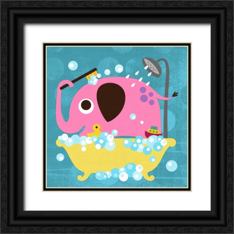Elephant in Bathtub Black Ornate Wood Framed Art Print with Double Matting by Lee, Nancy