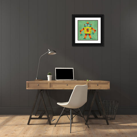 Robot 1 Black Ornate Wood Framed Art Print with Double Matting by Lee, Nancy
