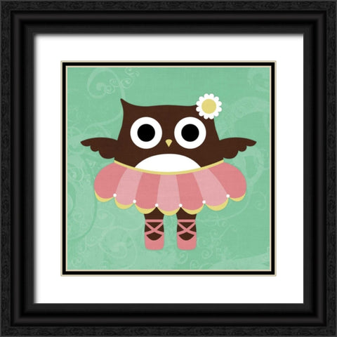 Ballerina Owl Black Ornate Wood Framed Art Print with Double Matting by Lee, Nancy