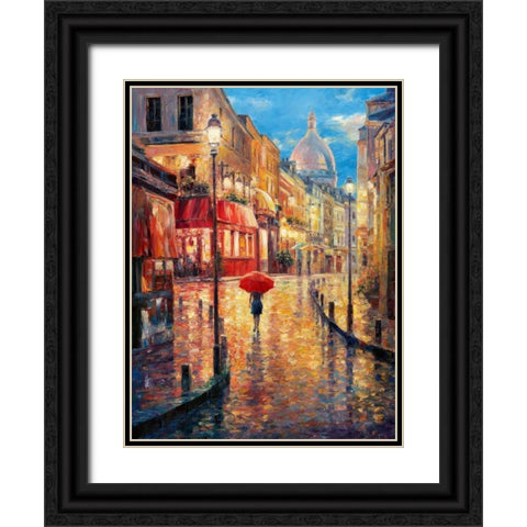 Montmartre Evening Black Ornate Wood Framed Art Print with Double Matting by Liu, Haixia