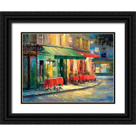 Red and Green Cafe Black Ornate Wood Framed Art Print with Double Matting by Liu, Haixia