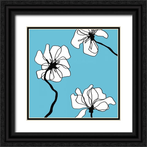 Flowers in Blue 2 Black Ornate Wood Framed Art Print with Double Matting by Loeber, Mette