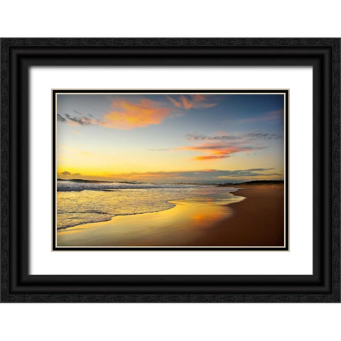 Beach Dawn Black Ornate Wood Framed Art Print with Double Matting by Louise, Tracie