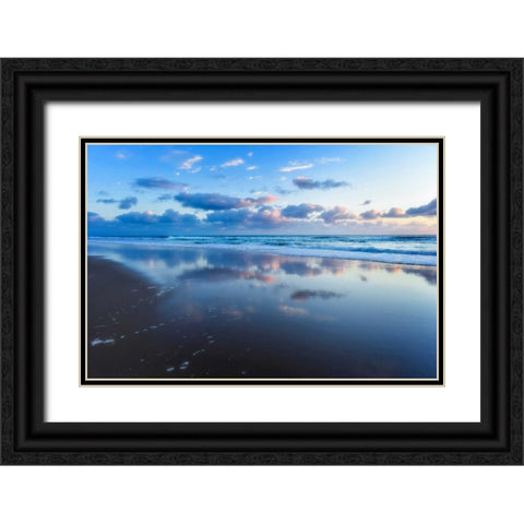 Blue Shores Black Ornate Wood Framed Art Print with Double Matting by Louise, Tracie
