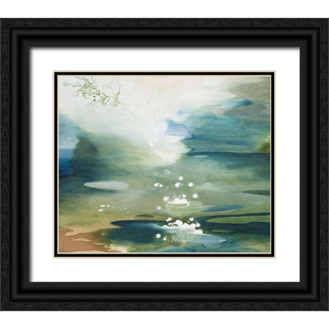 Green Joyous Black Ornate Wood Framed Art Print with Double Matting by Leaver, Tara