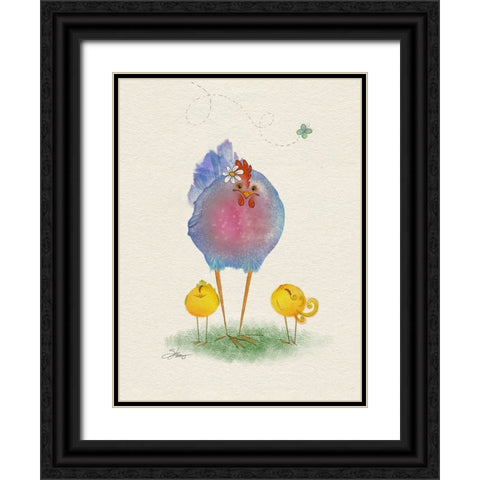 Flora Hen Black Ornate Wood Framed Art Print with Double Matting by Louis, Shanda