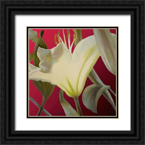 Lily Red Black Ornate Wood Framed Art Print with Double Matting by McLaughlin, Jan