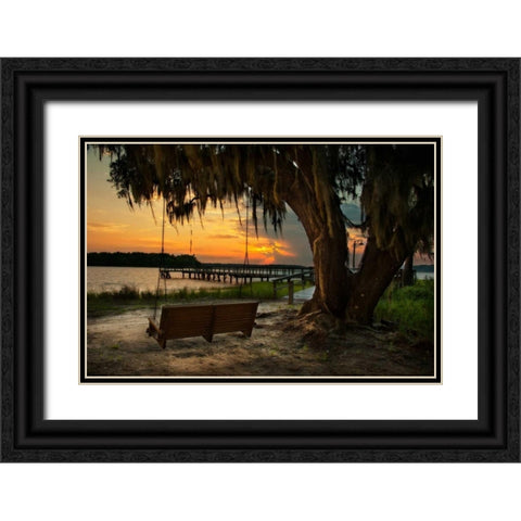 Savannah Sunset Black Ornate Wood Framed Art Print with Double Matting by Mikaels, Natalie