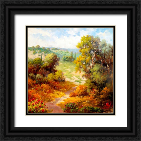 Autumn Path Black Ornate Wood Framed Art Print with Double Matting by Marino
