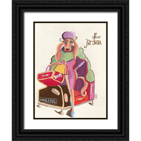 Miss Jet Setter Black Ornate Wood Framed Art Print with Double Matting by Marshall, Lucy