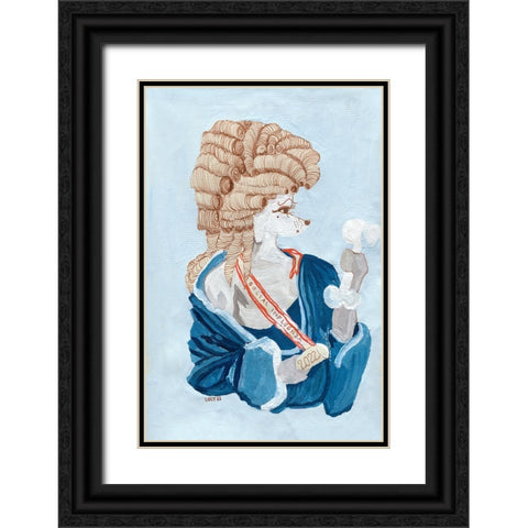 Parisien Poodle Black Ornate Wood Framed Art Print with Double Matting by Marshall, Lucy