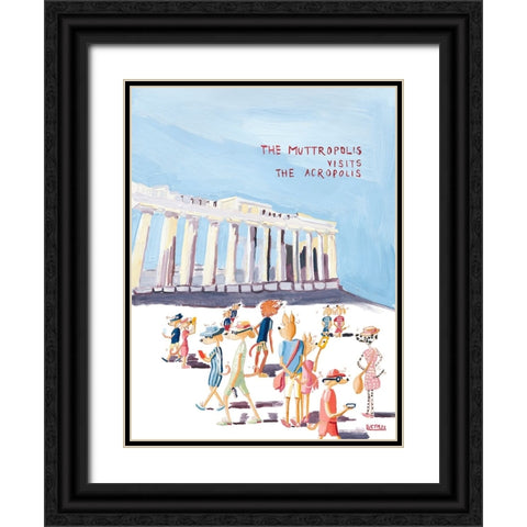 The Muttropolis Vists The Acropolis Black Ornate Wood Framed Art Print with Double Matting by Marshall, Lucy