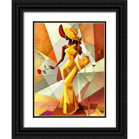 Night Out in Yellow Black Ornate Wood Framed Art Print with Double Matting by Muhammad, Salaam