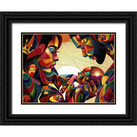 Family Hues Black Ornate Wood Framed Art Print with Double Matting by Muhammad, Salaam