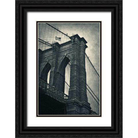 Brooklyn Bridge Black Ornate Wood Framed Art Print with Double Matting by Nicosia, Larry