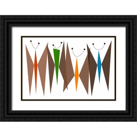 Butterflies - Browns Black Ornate Wood Framed Art Print with Double Matting by Newton, Tonya