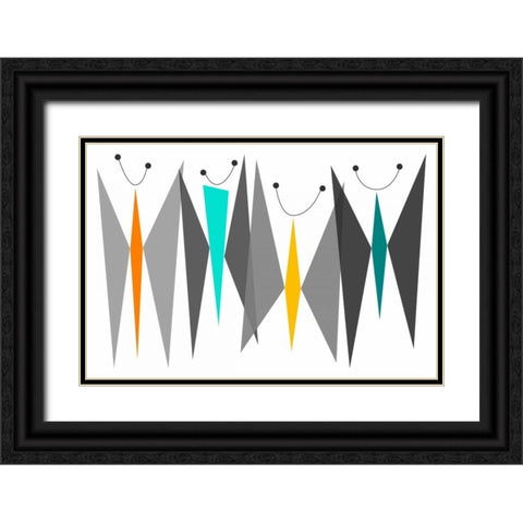 Butterflies - Grays Black Ornate Wood Framed Art Print with Double Matting by Newton, Tonya