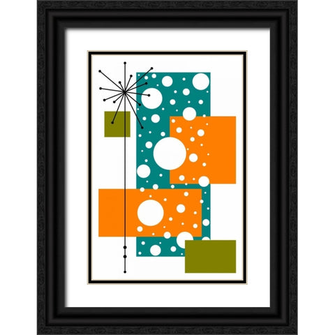 Lacuna - Aqua and Orange Black Ornate Wood Framed Art Print with Double Matting by Newton, Tonya