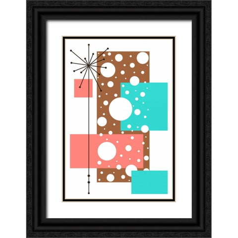 Lacuna - Aqua and Brown Black Ornate Wood Framed Art Print with Double Matting by Newton, Tonya