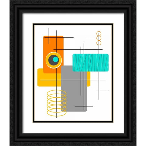 Modop in Orange Black Ornate Wood Framed Art Print with Double Matting by Newton, Tonya