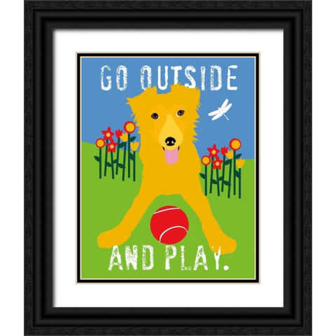 Go Outside and Play Black Ornate Wood Framed Art Print with Double Matting by Oliphant, Ginger