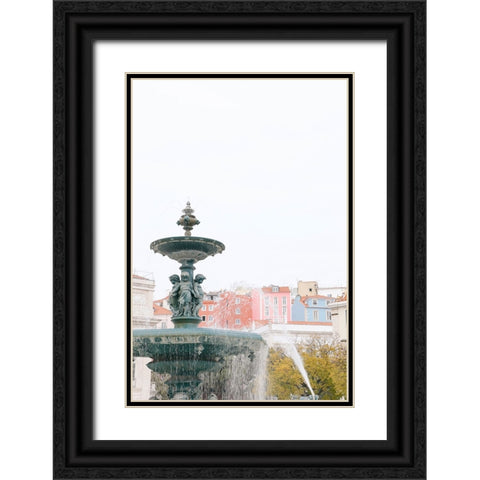 Mermaid Fountain Black Ornate Wood Framed Art Print with Double Matting by Okula, Carina