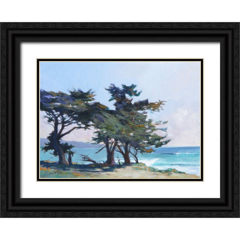 Lighthouse Field II Black Ornate Wood Framed Art Print with Double Matting by Penniman, Ed
