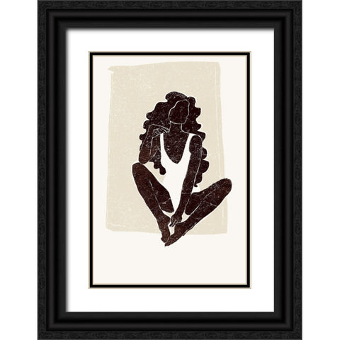 Black and Beige III Black Ornate Wood Framed Art Print with Double Matting by Pont, Yuyu