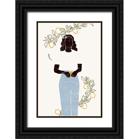 Lemon Picking Black Ornate Wood Framed Art Print with Double Matting by Pont, Yuyu