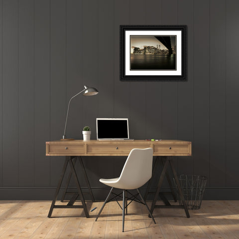 Brooklyn Bridge Black Ornate Wood Framed Art Print with Double Matting by PhotoINC Studio