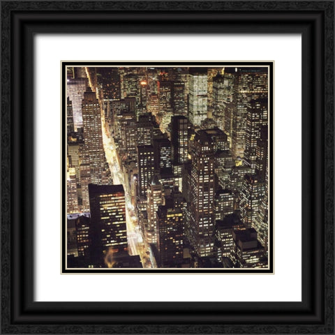 City Lights Black Ornate Wood Framed Art Print with Double Matting by PhotoINC Studio