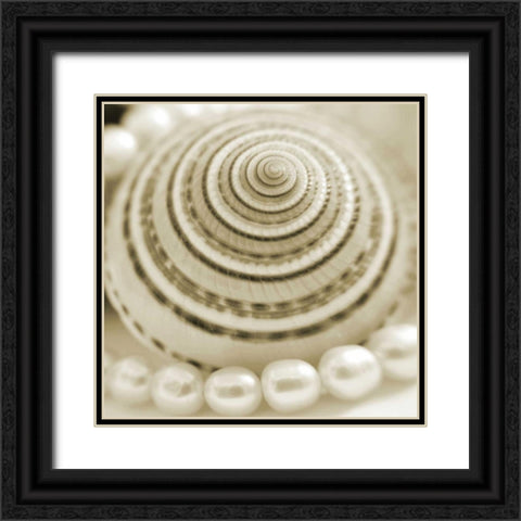 Shells and Pearls 1 Black Ornate Wood Framed Art Print with Double Matting by PhotoINC Studio