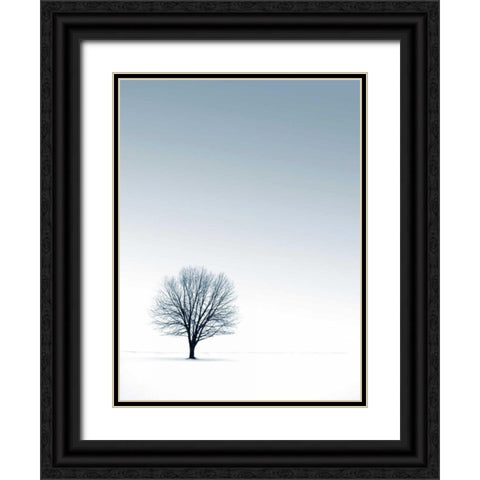 Tree in Winterscape Black Ornate Wood Framed Art Print with Double Matting by PhotoINC Studio