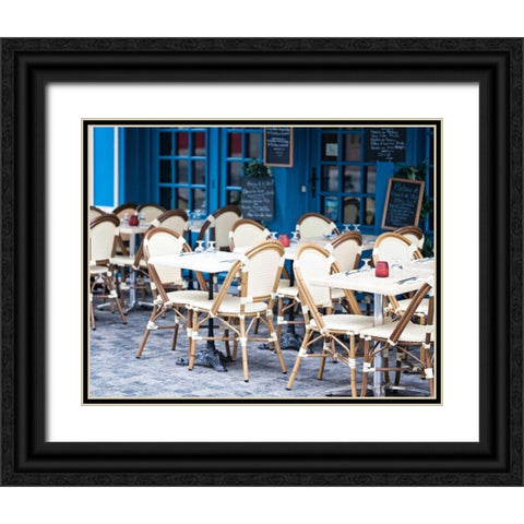 Blue Cafe Black Ornate Wood Framed Art Print with Double Matting by Price, Melanie Alexandra