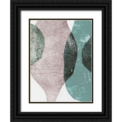 Vases 2 Teal Black Ornate Wood Framed Art Print with Double Matting by Folcarelli, Pernille