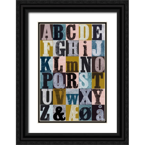 Alphabet Color Black Ornate Wood Framed Art Print with Double Matting by Folcarelli, Pernille