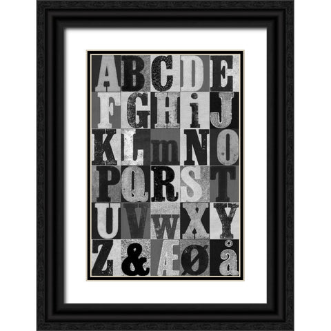 Alphabet Grey Black Ornate Wood Framed Art Print with Double Matting by Folcarelli, Pernille