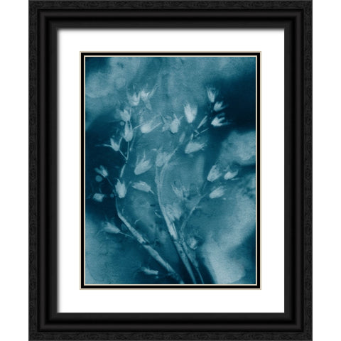 Dropping Star Blue Black Ornate Wood Framed Art Print with Double Matting by Folcarelli, Pernille