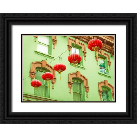 Lanterns In The Wind Black Ornate Wood Framed Art Print with Double Matting by Quintero, Sonja
