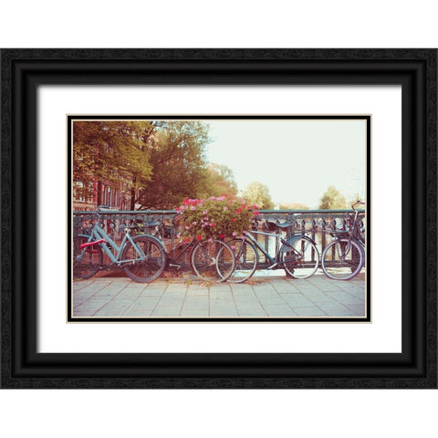 Amsterdam Bikes No. 1 Black Ornate Wood Framed Art Print with Double Matting by Quintero, Sonja